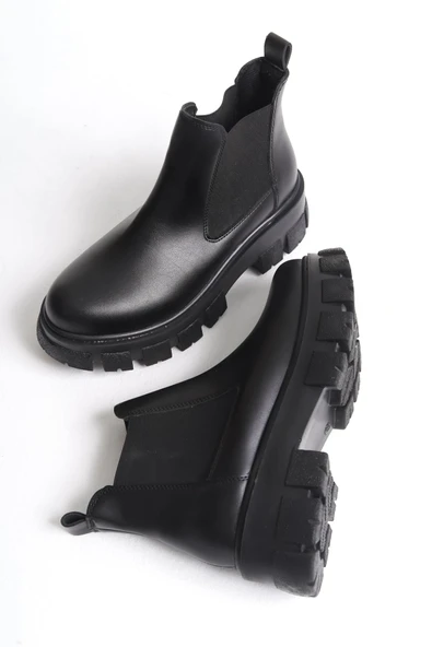 Ailuj  Kadın Siyah Günlük Lastikli Bot - Resim 2