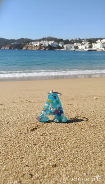 Reçine Harf Anahtarlık (A)- Gerçek Deniz Kabuğu ve Mavi Deniz Esintisi - Resim 7