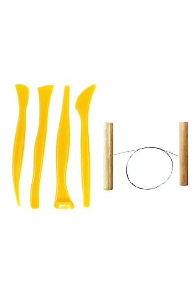 Plastik Ebeşuar Seti 4'lü Kil Şekillendirme Seti Seramik Seti Çamur Kesme Teli Çelik Tel ürün görseli