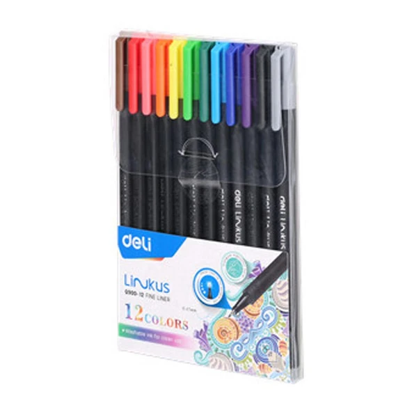 Deli 12'li Fine Liner Keçeli Kalem Q900-12 ürün görseli