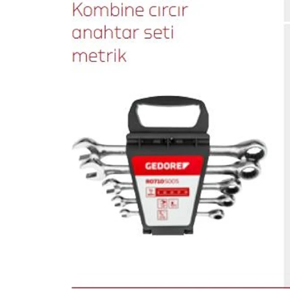 GEDORE RED CIRCIR KOMBİNE ANAHTAR TAKIM 5 PARÇA ürün görseli 1