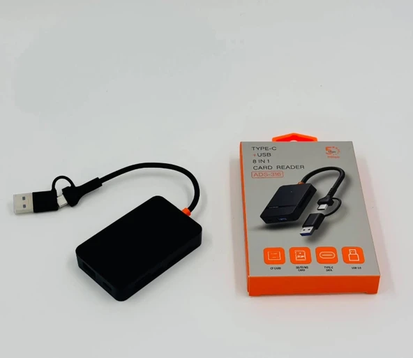 pilelistore ZR783 Ads-316 Type-C + Usb 8 İn 1 Card Reader 5Gbps