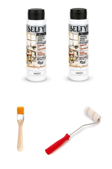 Selfy Decor Beyaz 1000 cc (1400 gr) Vernikli Boya Dolap Boyama Seti Mobilya Boyası Set ürün görseli