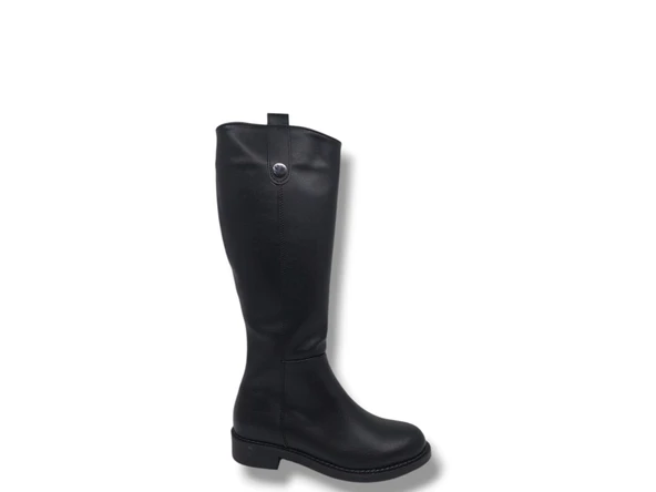 İzlife 232 Kadın Siyah Uzun Fermuarlı Alçak Topuklu Çizme ürün görseli