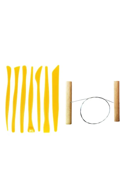 Plastik Ebeşuar Seti 7'li Kil Şekillendirme Seti Seramik Seti Çamur Kesme Teli Çelik Tel ürün görseli