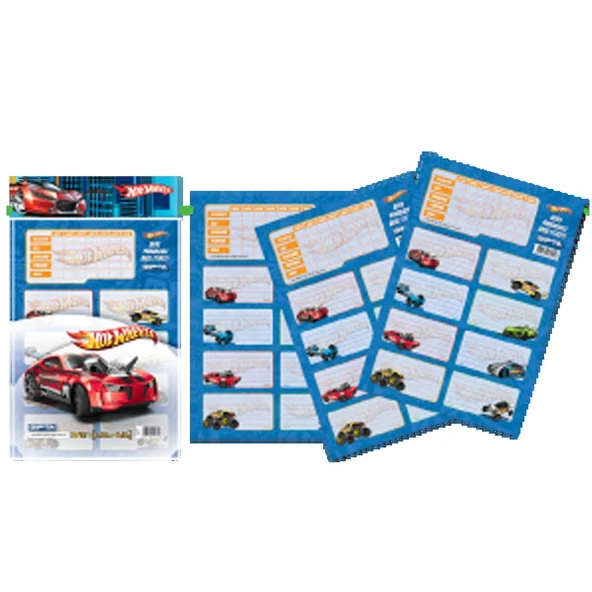 Gıpta Okul Etiketi Ders Programlı Hot Wheels 3 Lü 16x24 5410