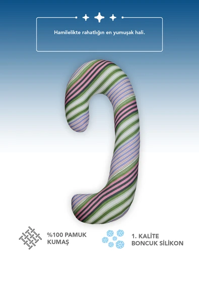 Hamile yastığı,sarılma yastığı aktivite yastığı pamuk kumaş (Yeşil) - Resim 4