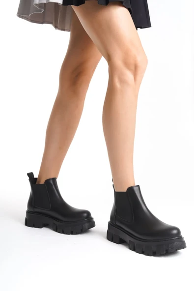 Ailuj  Kadın Siyah Günlük Lastikli Bot ürün görseli