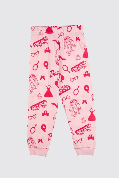 Barbie Desenli %100 Pamuk Kız Çocuk Pijama Takımı - Resim 3