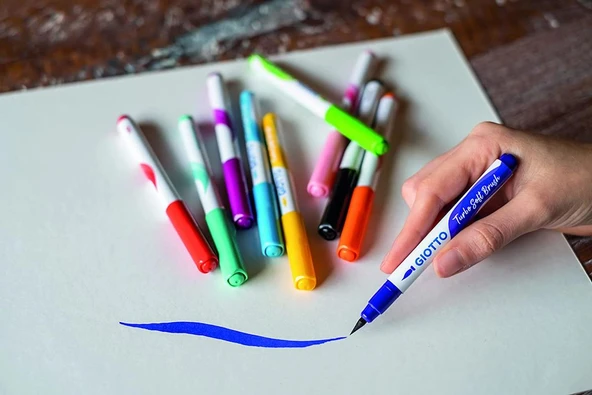 Giotto Turbo Soft Brush Marker Fırça Uçlu Kalem 10 Renk - Resim 2