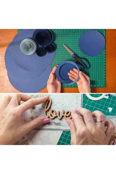 Çift Taraflı Kesim Altlığı A4 Kesim Matı Kretuar Bıçağı 5 Yedek Çelik Cetvel 30 cm A4 Kesim Seti - Resim 6