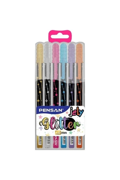Pensan Jely Glitter Simli 1.0mm jel Kalem 6 Renk Kod:2800 ürün görseli