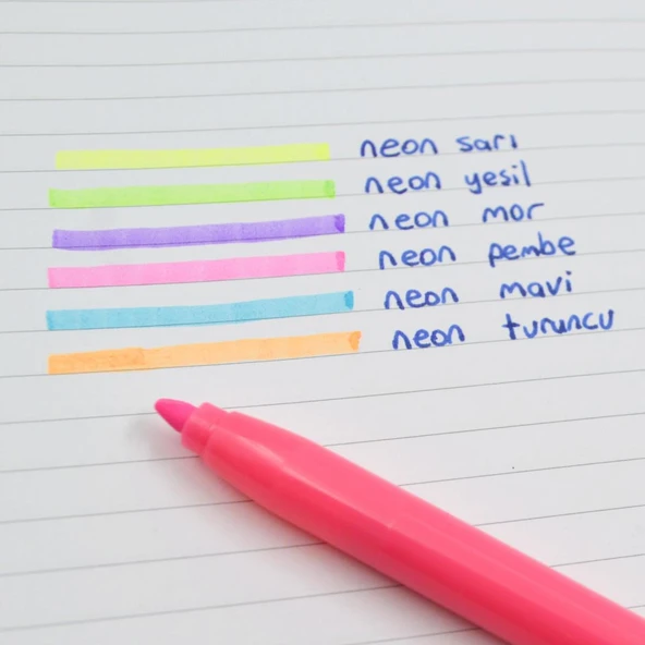 Pensan Kalem Tipi Neon Fosforlu Kalem 6 Renk Blister (99095) - Resim 3
