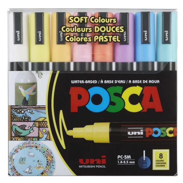Uni Posca 3M Boyama Markörü Soft Renkler 8'li Set ürün görseli