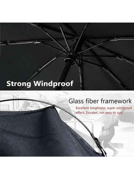 10 Telli Otomatik Şemsiye Rüzgara Dirençli Emniyetli Geniş ve Dayanıklı Tasarım Tam Otomatik Şemsiye - Resim 4