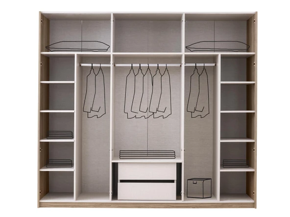 Ay Işığı 6 Kapaklı Aynalı Elbise Dolabı Gardrop 237x60x214 - Resim 3