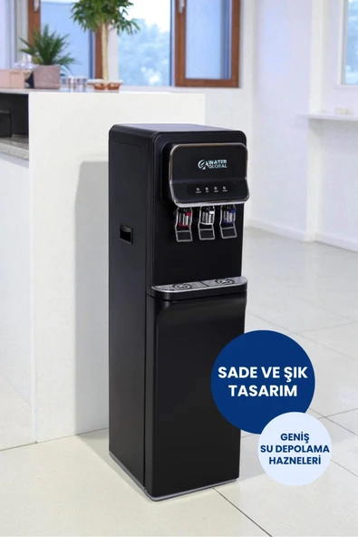 Arıtmalı Su Sebili 80GPD RO - Sıcak, Ilık ve Soğuk Su - 3 Musluklu Siyah V2 (Üreticiden) - Resim 3
