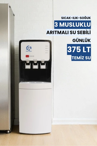 Arıtmalı Su Sebili 100 GPD RO - Sıcak, Ilık ve Soğuk Su - 3 Musluklu Beyaz (Üreticiden) - Resim 2