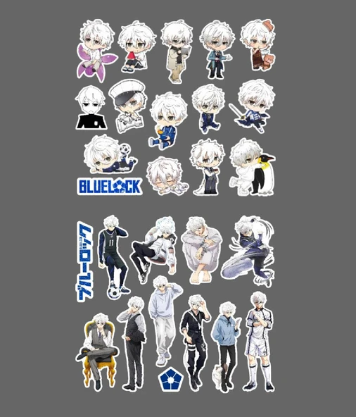 BlueLock-Nagi Seishiro-parlak kağıt -2li sticker set-telefon süsleme Blue Lock etiket - 4