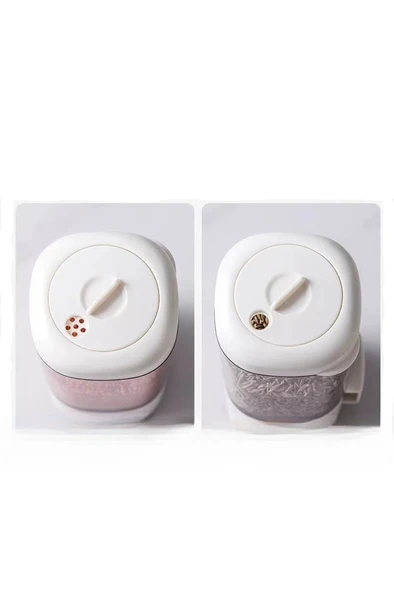 8li Tuşlu Basmalı Baharatlık Seti Gramaj Ayarlı Tuzluk Şekerlik Tuz Biber Baharat Saklama Kabı 140ml - Resim 6