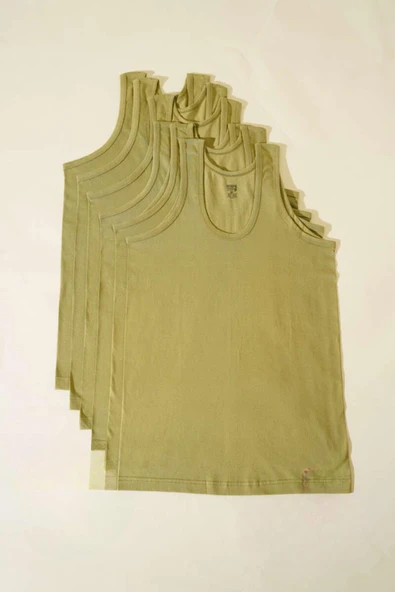 Seher Erkek Ekonomik Renkli Klasik Askılı Atlet 001K - 6 Adet  2XL Yeni Haki - Resim 7