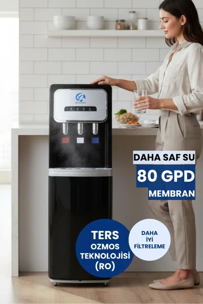 Arıtmalı Su Sebili 80 GPD RO - Sıcak, Ilık ve Soğuk Su - 3 Musluklu (Üreticiden) - Resim 2