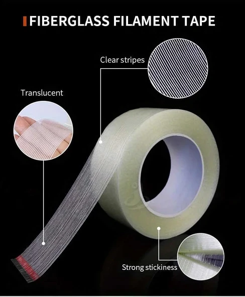 10mm İpli Montaj Bantı - Lifli Flament Bant 50mt