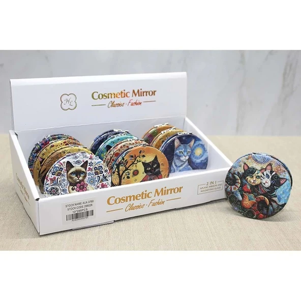 pilelistore Kedi Taşlı El Aynası Yuvarlak İnce - Resim 2