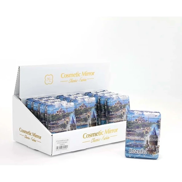 pilelistore Taşlı İstanbul Tasarımı El Aynası Kalın - Resim 2