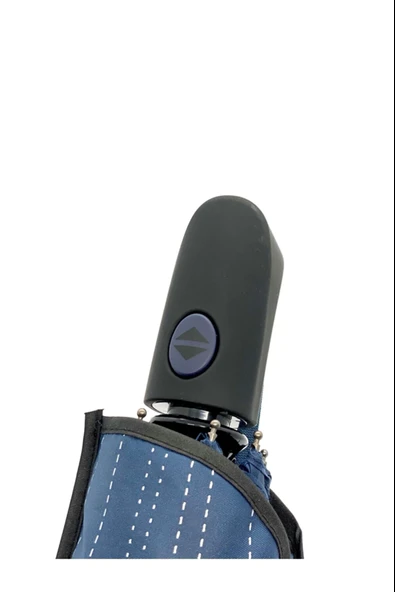 Yağmur Damlası Desenli Tam Otomatik Lux Kadın Şemsiyesi Mavi - Resim 7