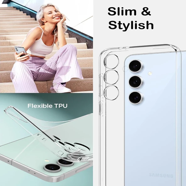 Samsung Galaxy S25 FE Kılıf Kamera Korumalı Silikon Şeffaf Kapak - 2
