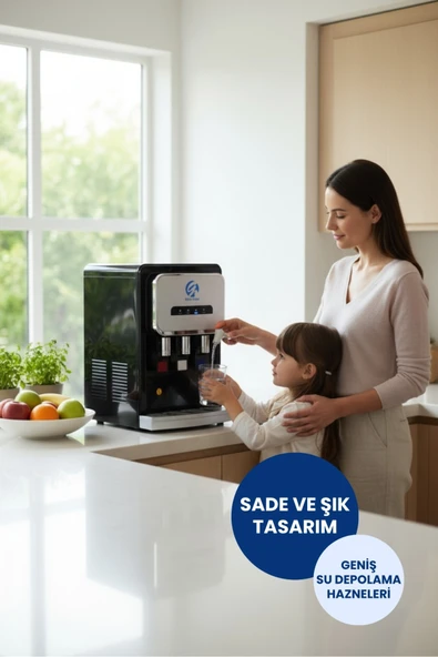 Arıtmalı Tezgah Üstü Su Sebili 80 GPD RO - Sıcak, Ilık ve Soğuk-Siyah (Üreticiden) ürün görseli