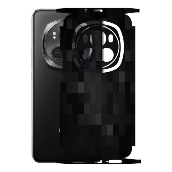 Honor Magic 6 Pro ile Uyumlu 360 Arka Kaplama   Pixel Desenli Siyah