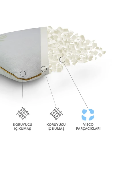 2 Adet Aloe Wera kumaşlı Visco parçacıklı ortopedik yastık,saten biyeli Visco yastık 1200 gr - Resim 5