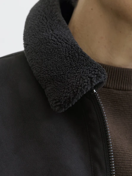 JACK JONES Erkek Yakası Kürklü Bomber Ceket 12282444 - Resim 3