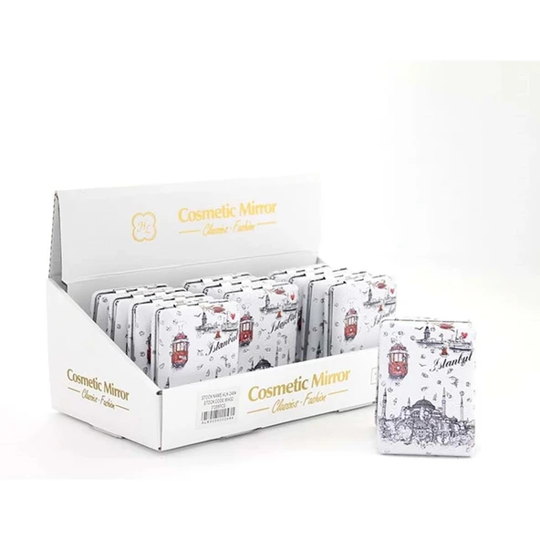 pilelistore Taşlı İstanbul Tasarımı El Aynası Kalın ürün görseli 1