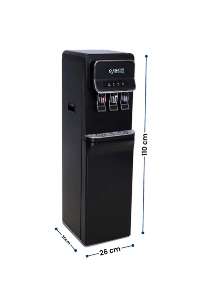 Arıtmalı Su Sebili 80GPD RO - Sıcak, Ilık ve Soğuk Su - 3 Musluklu Siyah V2 (Üreticiden) - Resim 5