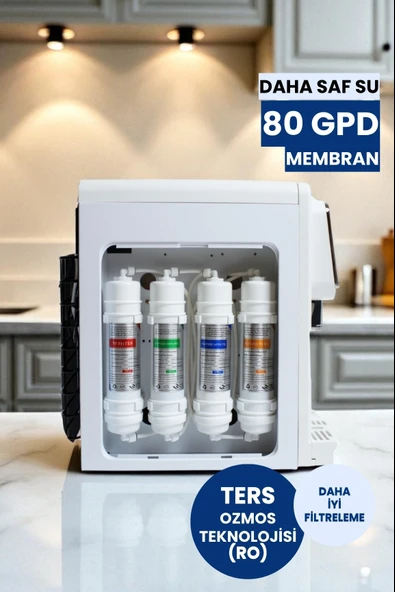 Arıtmalı Tezgah Üstü Su Sebili 80 GPD RO - Sıcak, Ilık ve Soğuk (Üreticiden) - Resim 4