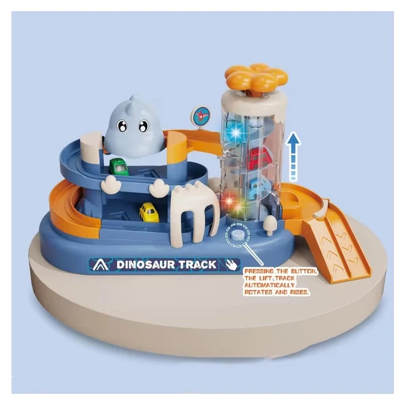 2in1 Arabalı Dinozor Temalı Yarış Pisti Raylı Parkur Macera Oyuncağı - Resim 4