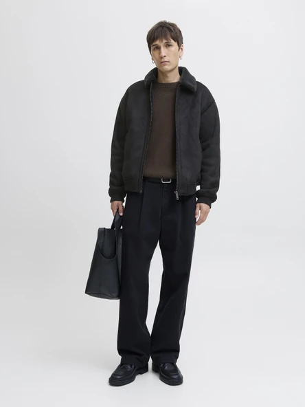 JACK JONES Erkek Yakası Kürklü Bomber Ceket 12282444 - Resim 4