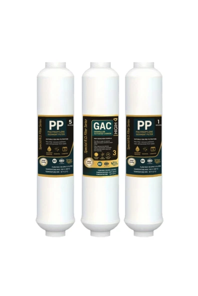 Water Global RO Ön Filtre 3’lü Set | PPS + GAC + PPS Filtre Seti - Resim 2