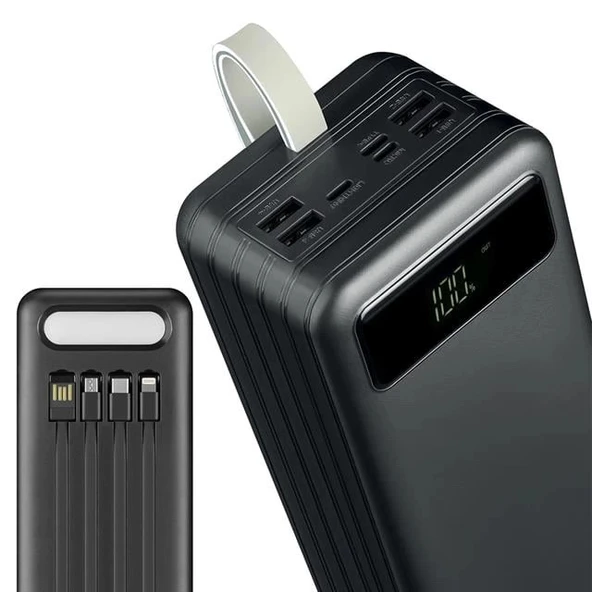 Powerway TX60 Siyah 60000 Mah Çoklu Çıkış Dijital Göstergeli Ekstra Kablolu Powerbank ürün görseli 1