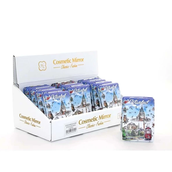 pilelistore Taşlı İstanbul Tasarımı El Aynası Kalın