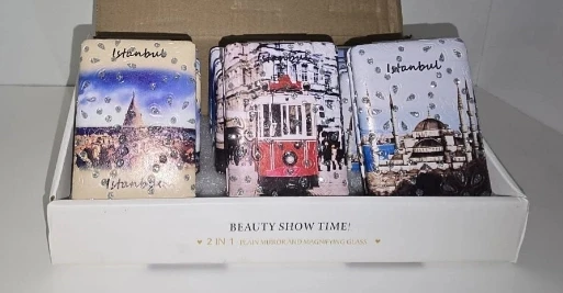 pilelistore 12'li Büyüteçli Dikdörtgen Cep Aynası ürün görseli 1