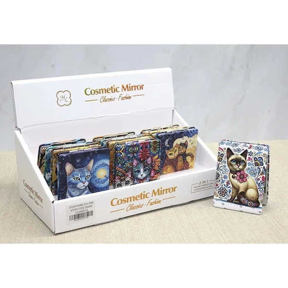 pilelistore Kedi Taşlı El Aynası Dikdörtgen İnce