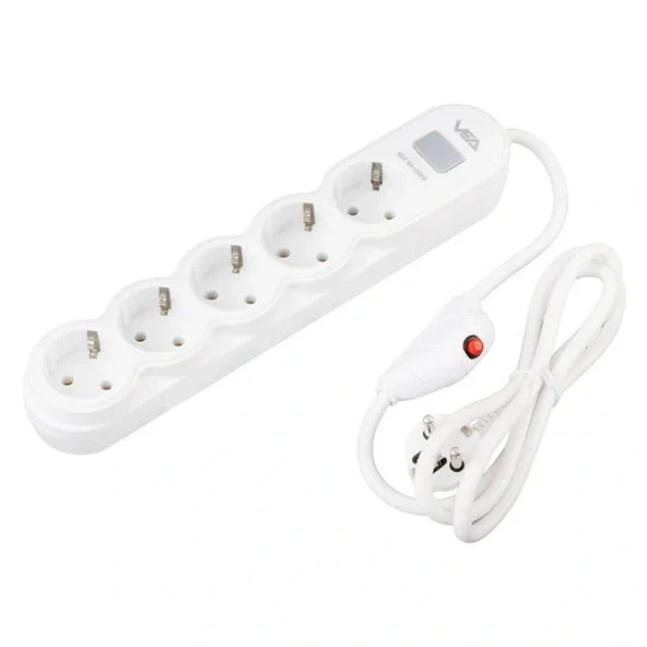 Vea Va-21569 5'li Anahtarlı 1.5 Metre Akım Korumalı Priz Beyaz - 3