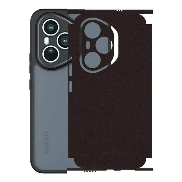 Honor 400 Pro ile Uyumlu 360 Arka Kaplama   Deri Desenli Siyah ürün görseli 1