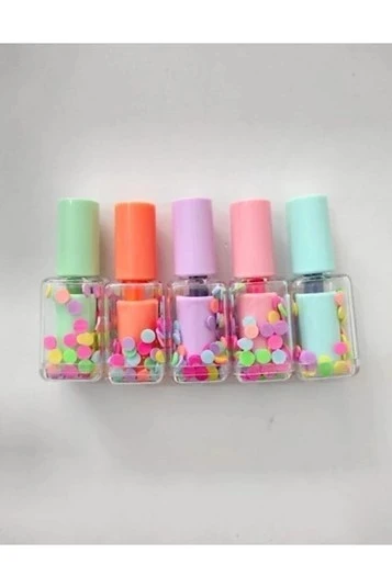 pilelistore 5 Li Mini Oje Şekilli Fosforlu Kalem - Resim 2