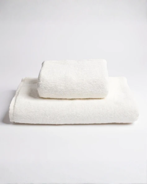 %100 Pamuk | Velune Banyo Havlusu 2'li Set | Kırık Beyaz | 80x160 | Otel Serisi ürün görseli