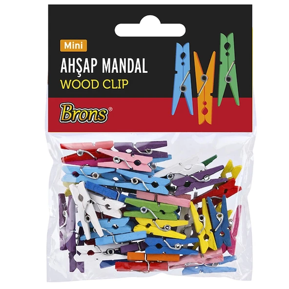 Brons Mini Renkli Ahşap Mandal ürün görseli